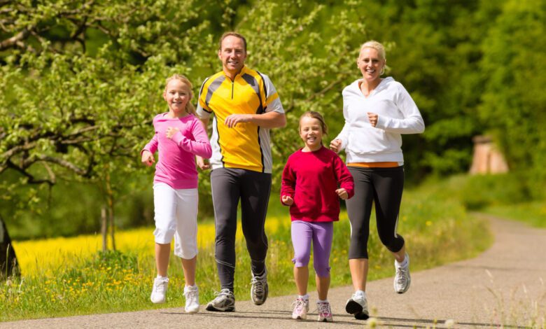 family running meadow sport