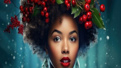 Model girl with red berries
