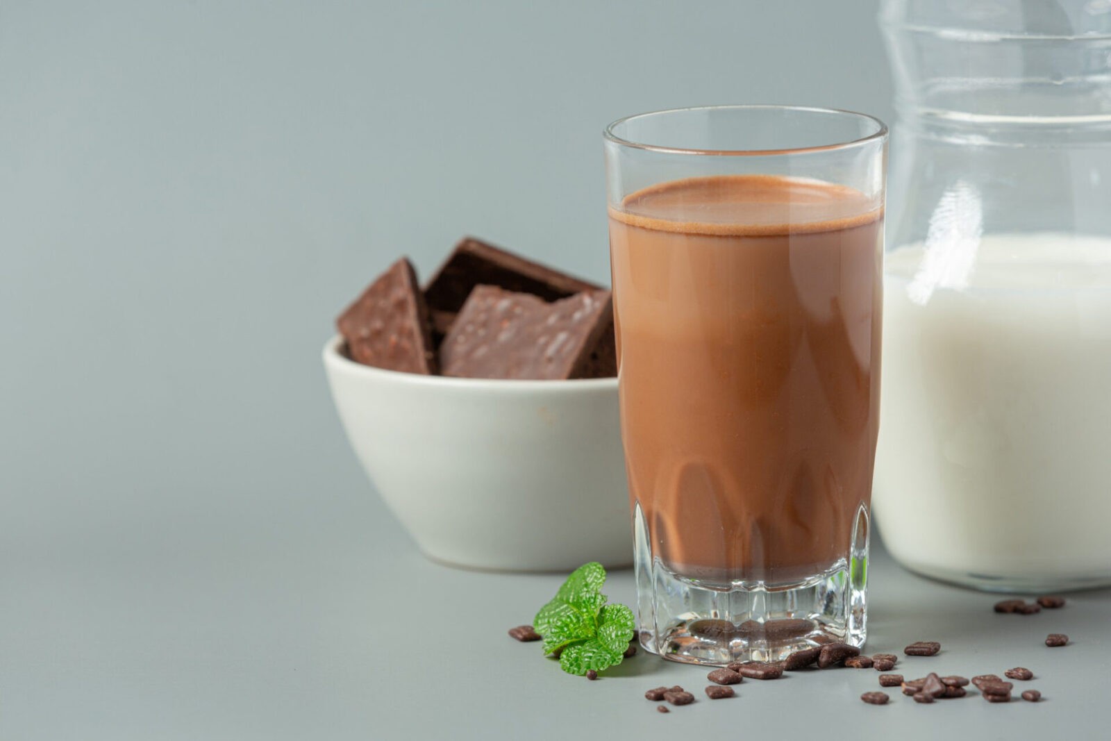 glass chocolate milk dark surface