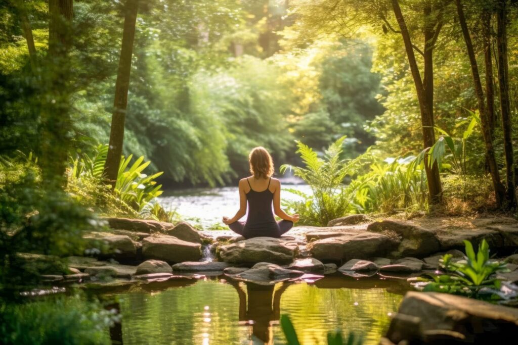 person practicing yoga in a peaceful outdoor setting connecting with nature 1 (Copy)