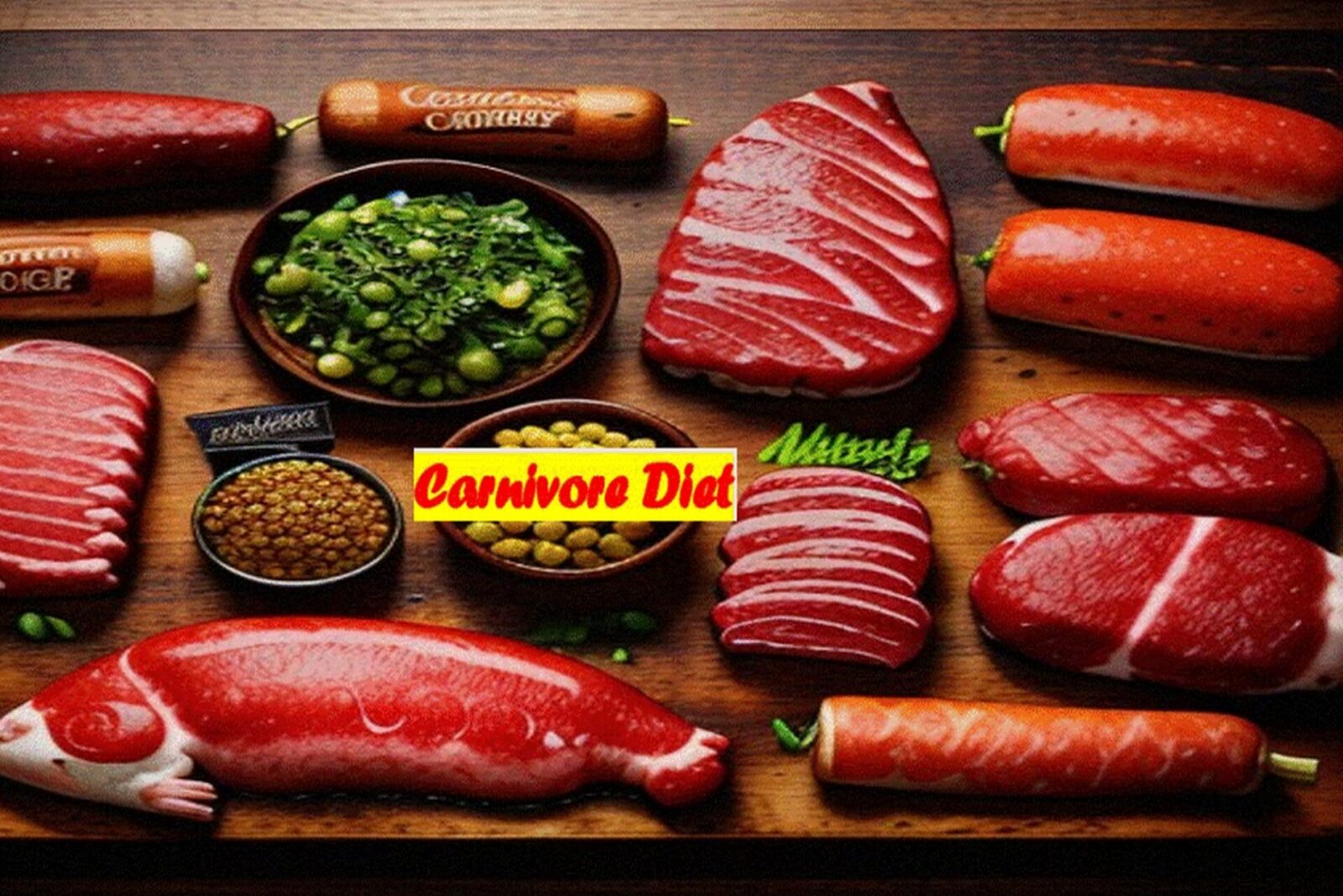 Variety of fresh meats on a wooden table, emphasizing the essentials of the Carnivore Diet.